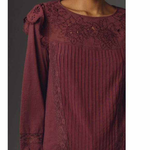 NWT Tiny Long-Sleeve Crescent Ruffled Lace Top M - Picture 6 of 11